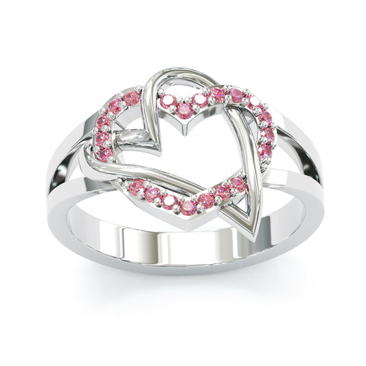 Jorrio Rhodolite heart design sterling silver ring
