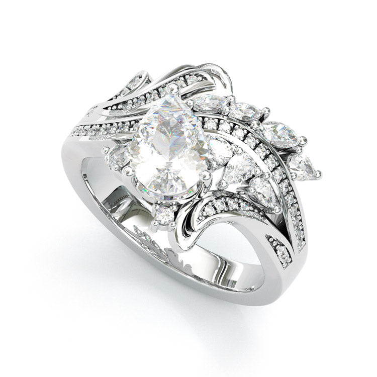 Jorrio luxury pear cut wave design sterling silver ring