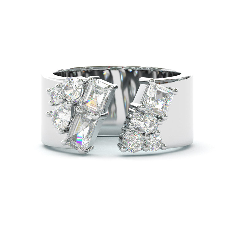 Jorrio gold open-front multi-cut 9-stones unique sterling silver ring