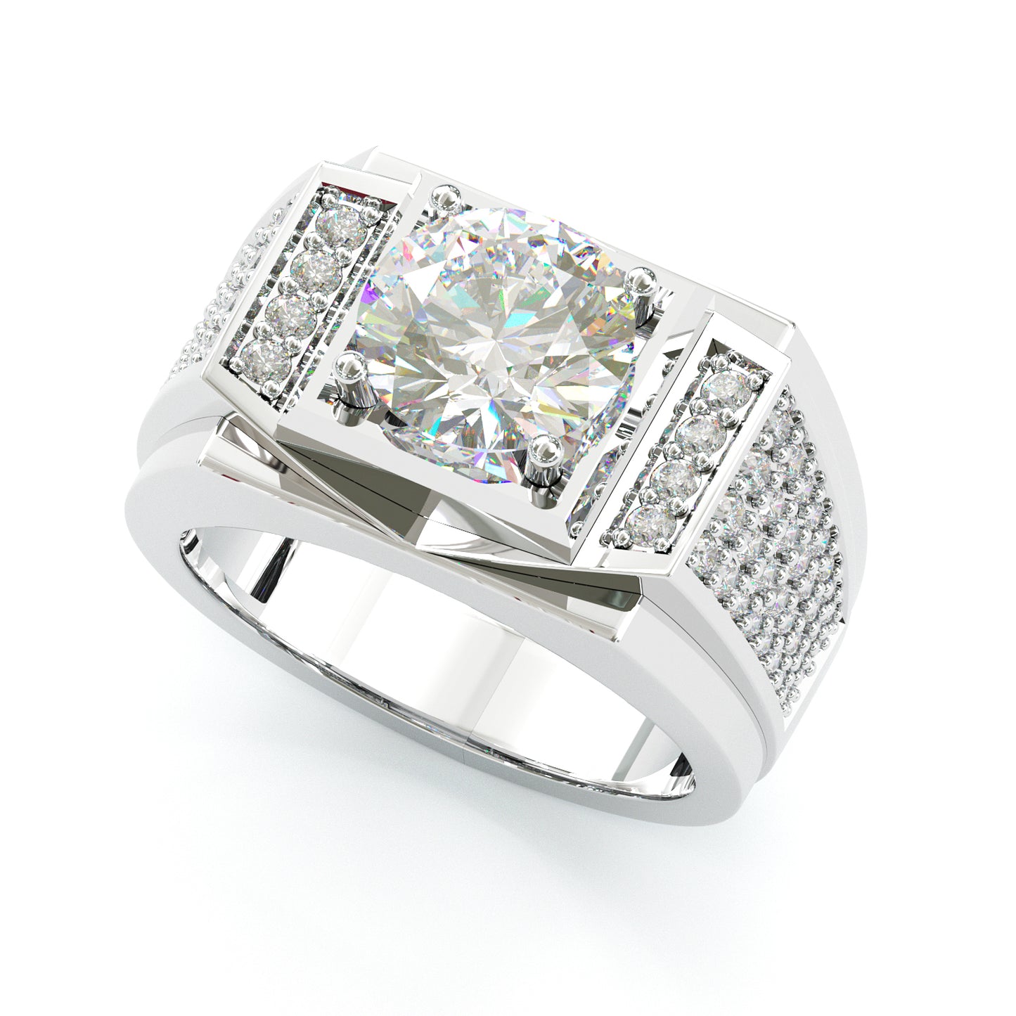 Jorrio handmade 3ct round cut regal brilliance men’s statement ring