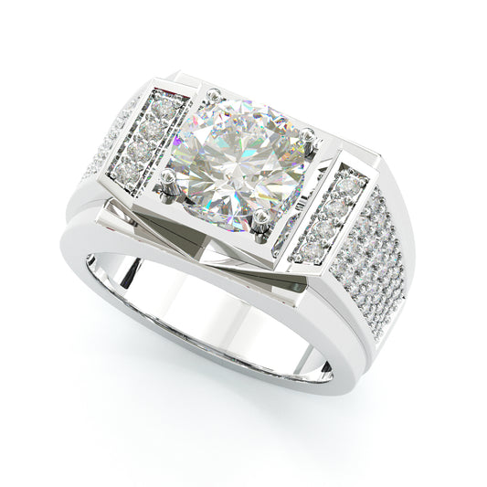 Jorrio handmade 3ct round cut regal brilliance men’s statement ring