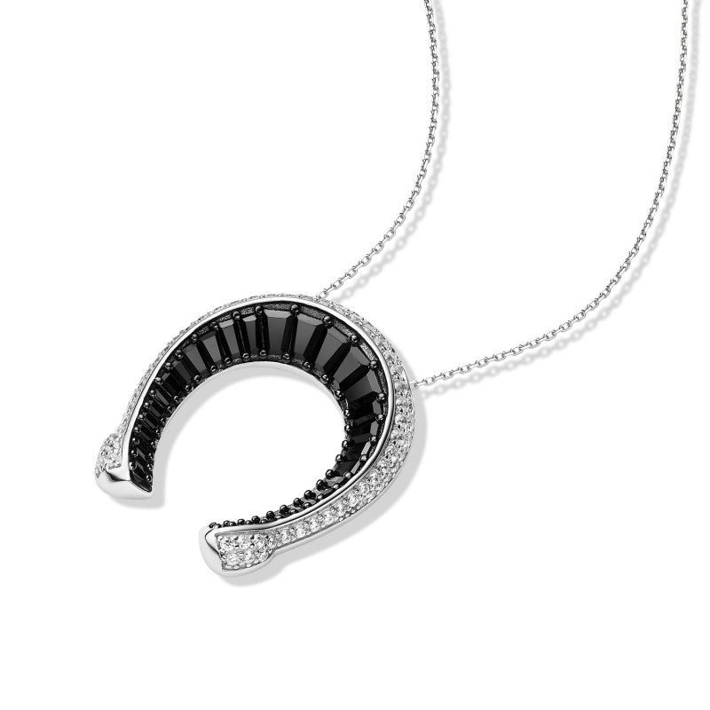 Jorrio Handmade Classic horseshoe Sterling Silver Diamond Necklace