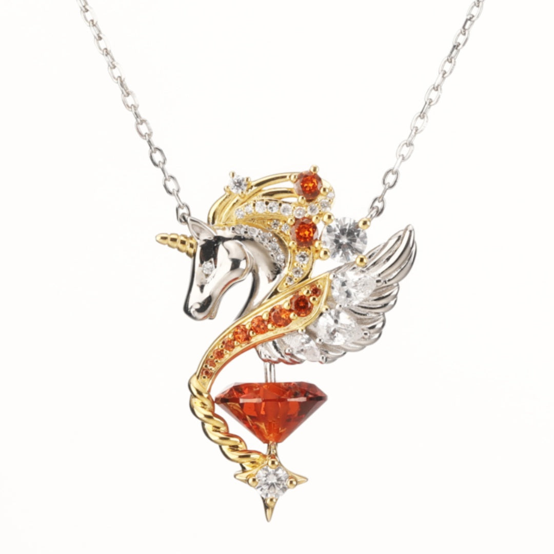 Jorrio handmade fantasy wings unicorn sterling silver necklace
