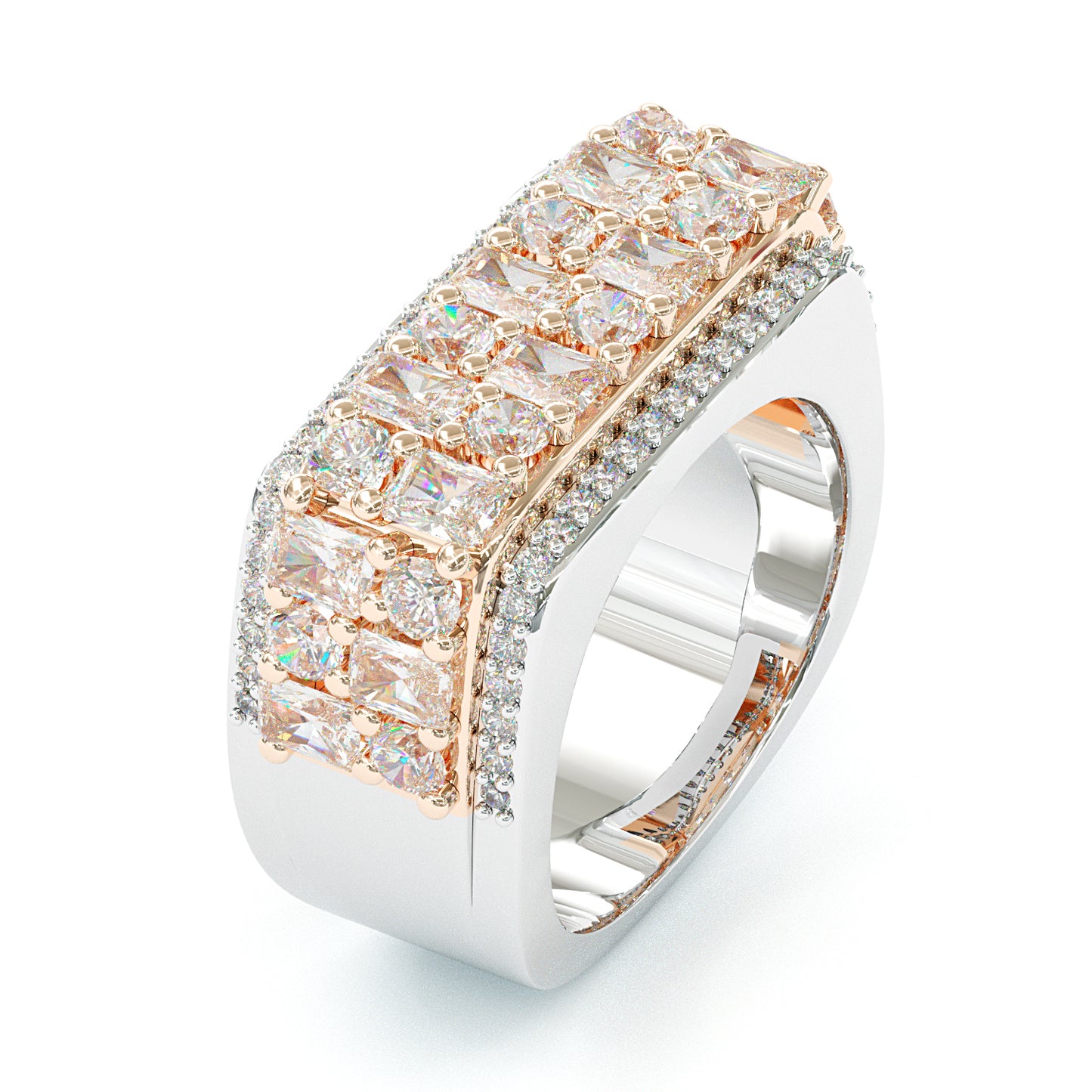 Jorrio handmade bold emerald-cut pavé brilliance men's ring