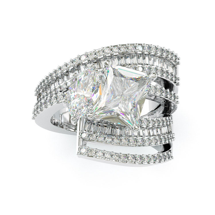 Jorrio radiant&marquise cut classic sterling silver ring