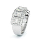 Jorrio emerald cut halo dazzling sterling silver ring