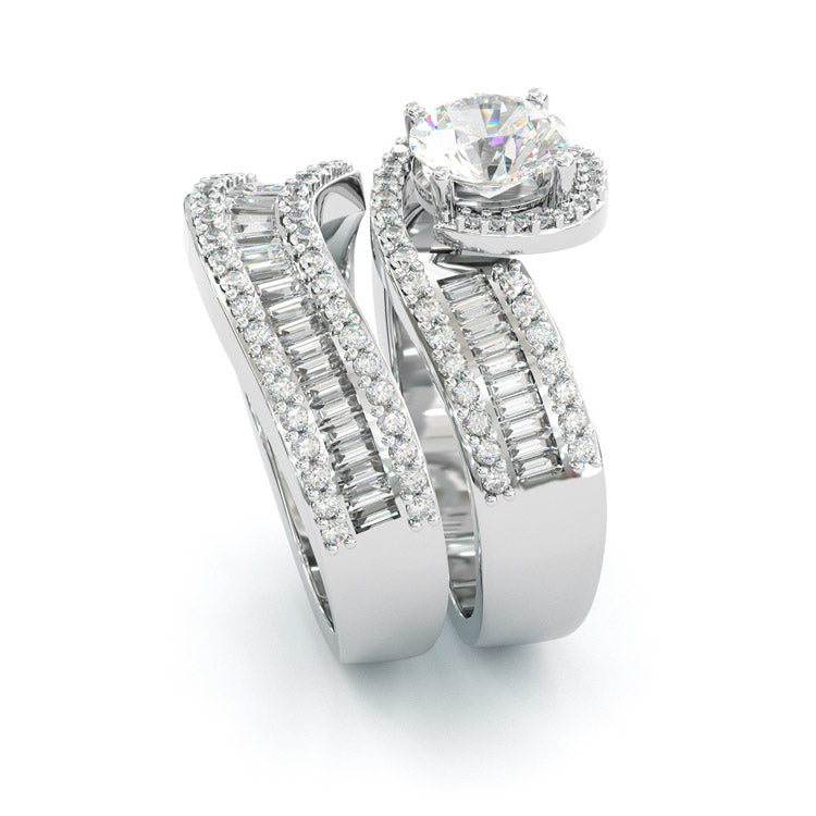 Jorrio charming round cut sterling silver ring set