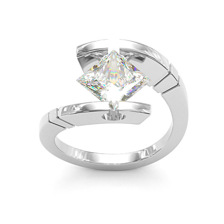 Jorrio chic 3ct princess cut moissanite sterling silver ring