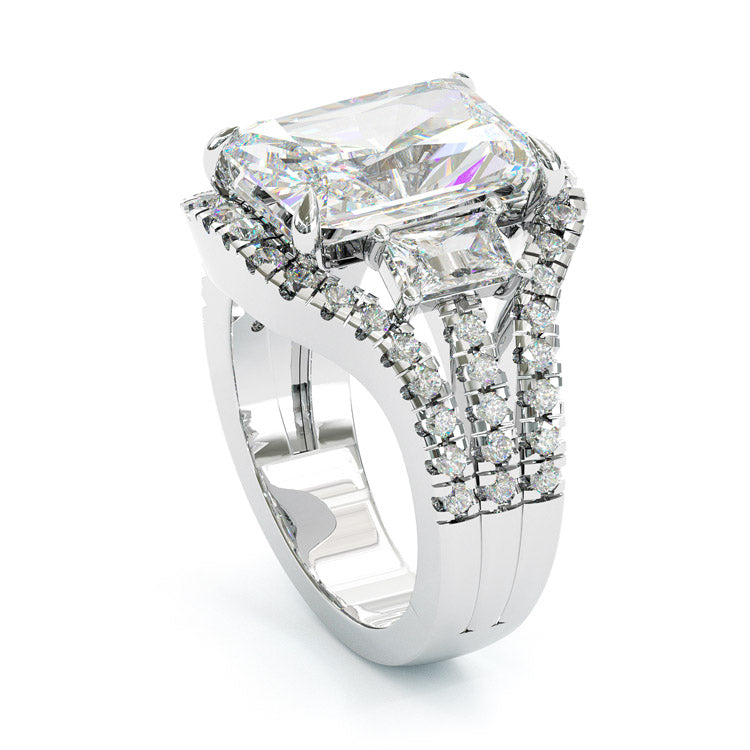 Jorrio 5ct radiant cut brilliant sterling silver ring