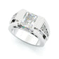 Jorrio handmade modern 4ct white emerald cut men's ring