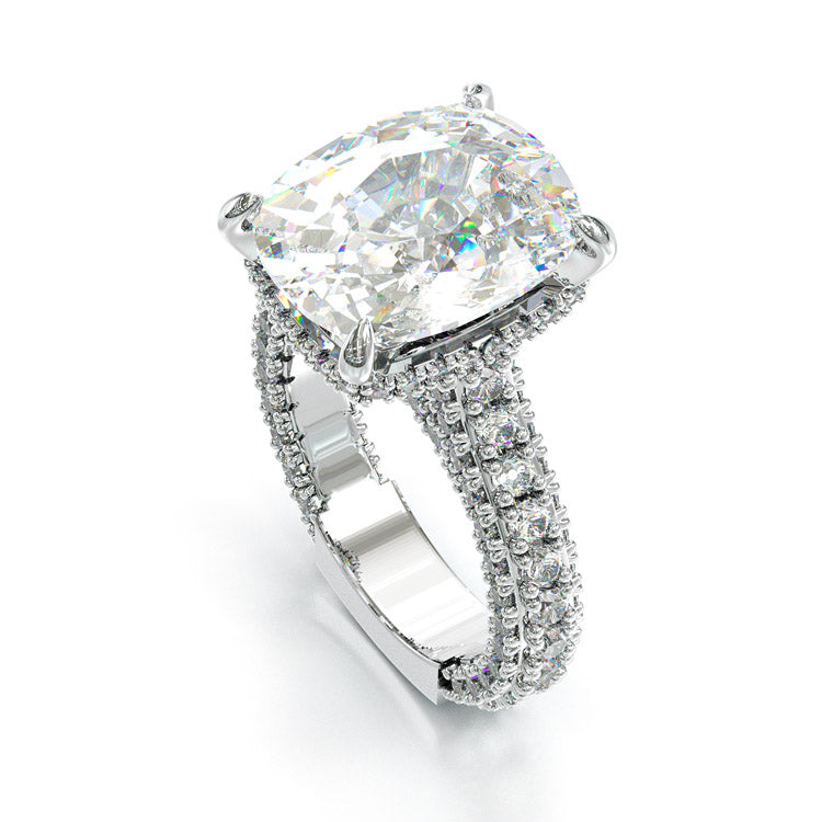 Jorrio 5ct cushion cut created sterling silver engagement ring