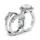 Jorrio halo round cut 2ct sterling silver ring set