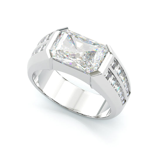 Jorrio handmade 6ct radiant cut bezel set men's wedding band ring
