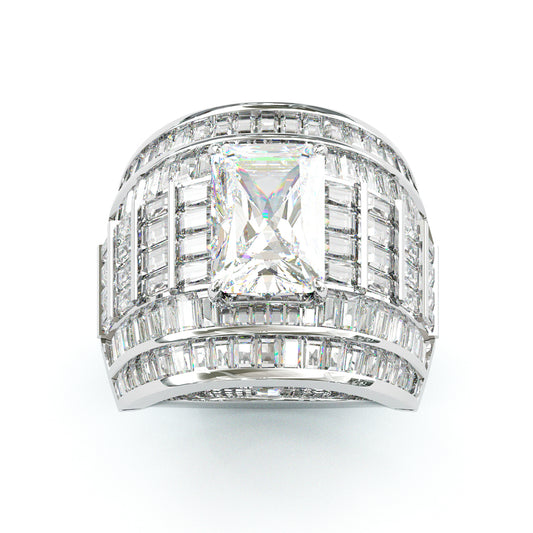 Jorrio handmade massive emerald cut men's bold wide band ring