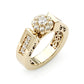 Jorrio handmade 3ct round cut arm engraved sterling silver ring