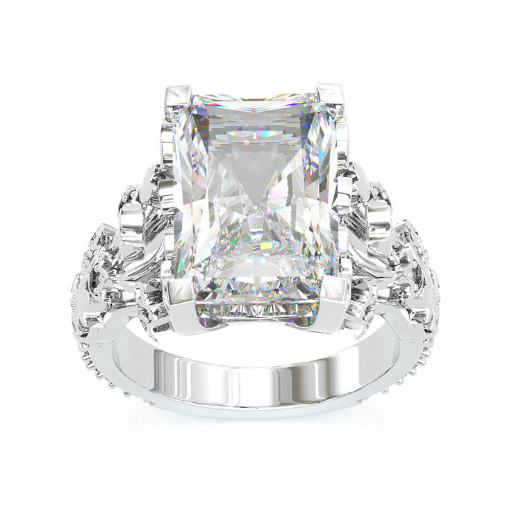 Jorrio handmade 20ct radiant cut brilliant sterling silver engagement ring