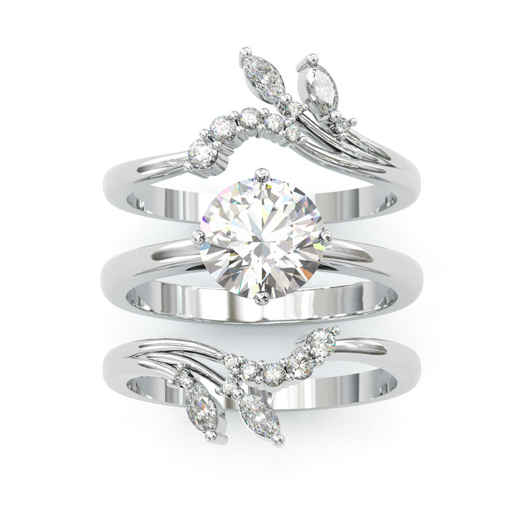 Jorrio handmade round cut vintage sterling silver ring set