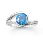 Jorrio unique 3ct blue topaz round cut sterling silver ring