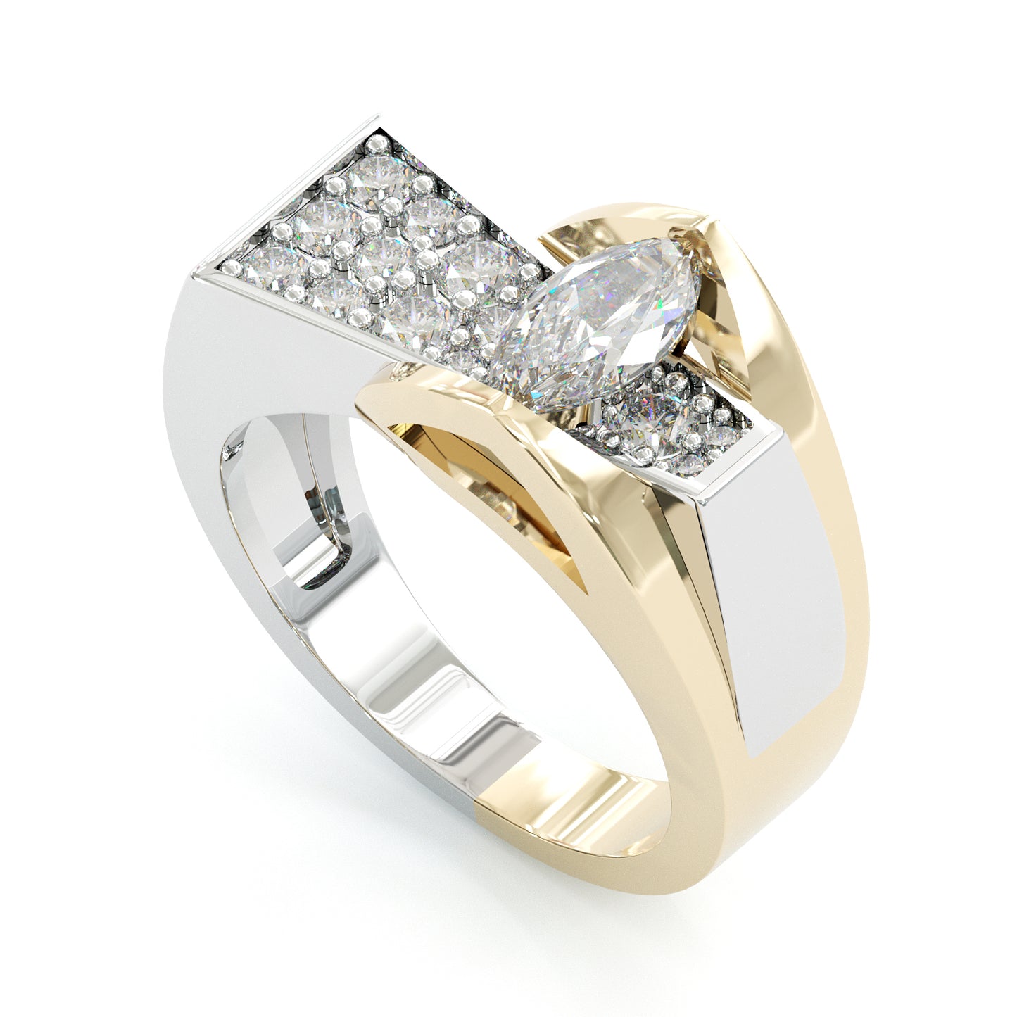 Jorrio handmade two-tone oval center luxury & chic ring