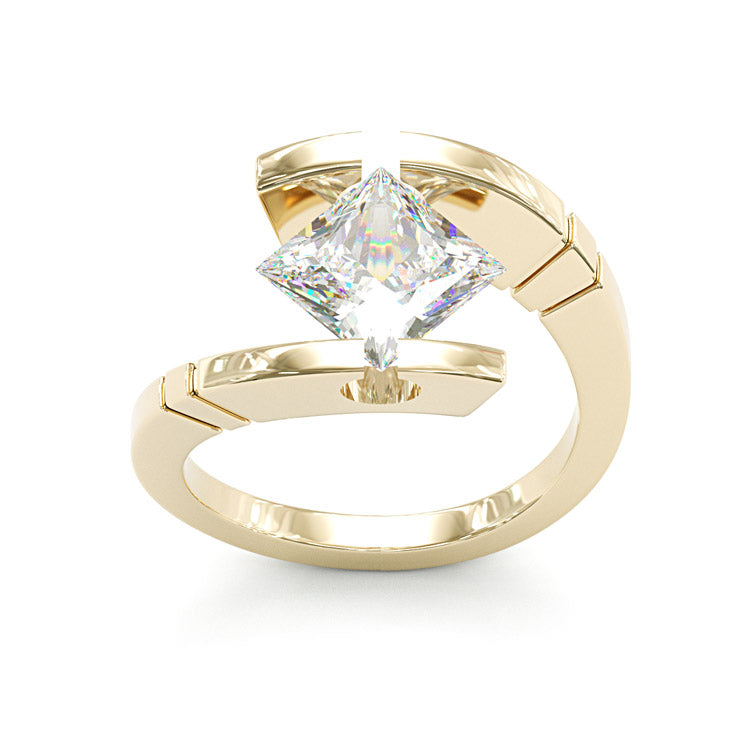 Jorrio chic 3ct princess cut moissanite sterling silver ring