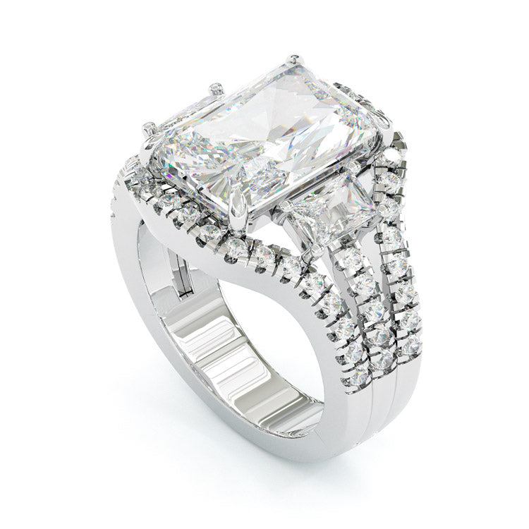 Jorrio 5ct radiant cut brilliant sterling silver ring