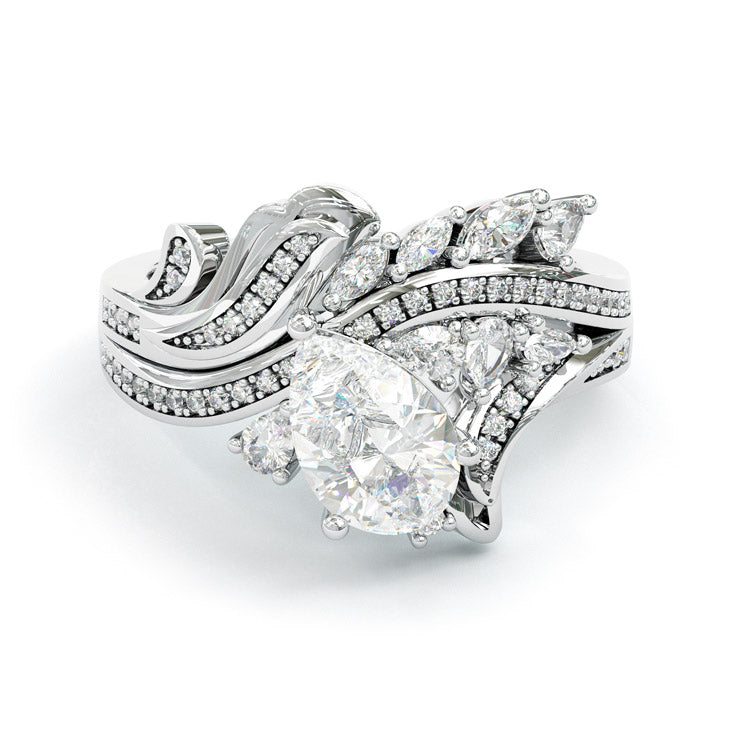Jorrio luxury pear cut wave design sterling silver ring