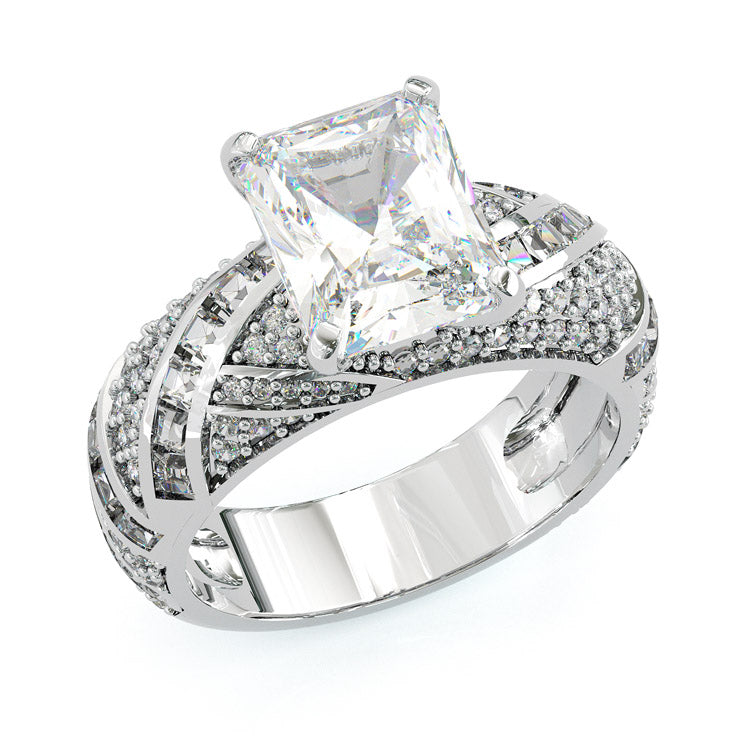Jorrio 5ct emerald cut brilliant sterling silver ring