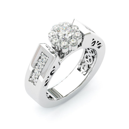 Jorrio handmade 3ct round cut arm engraved sterling silver ring