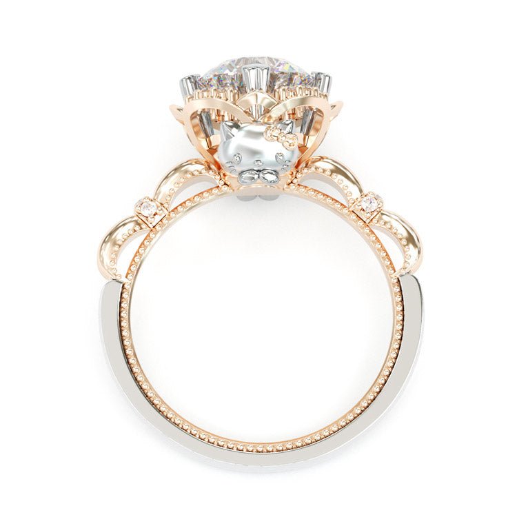 Jorrio hello kitty 2ct round cut sterling silver ring