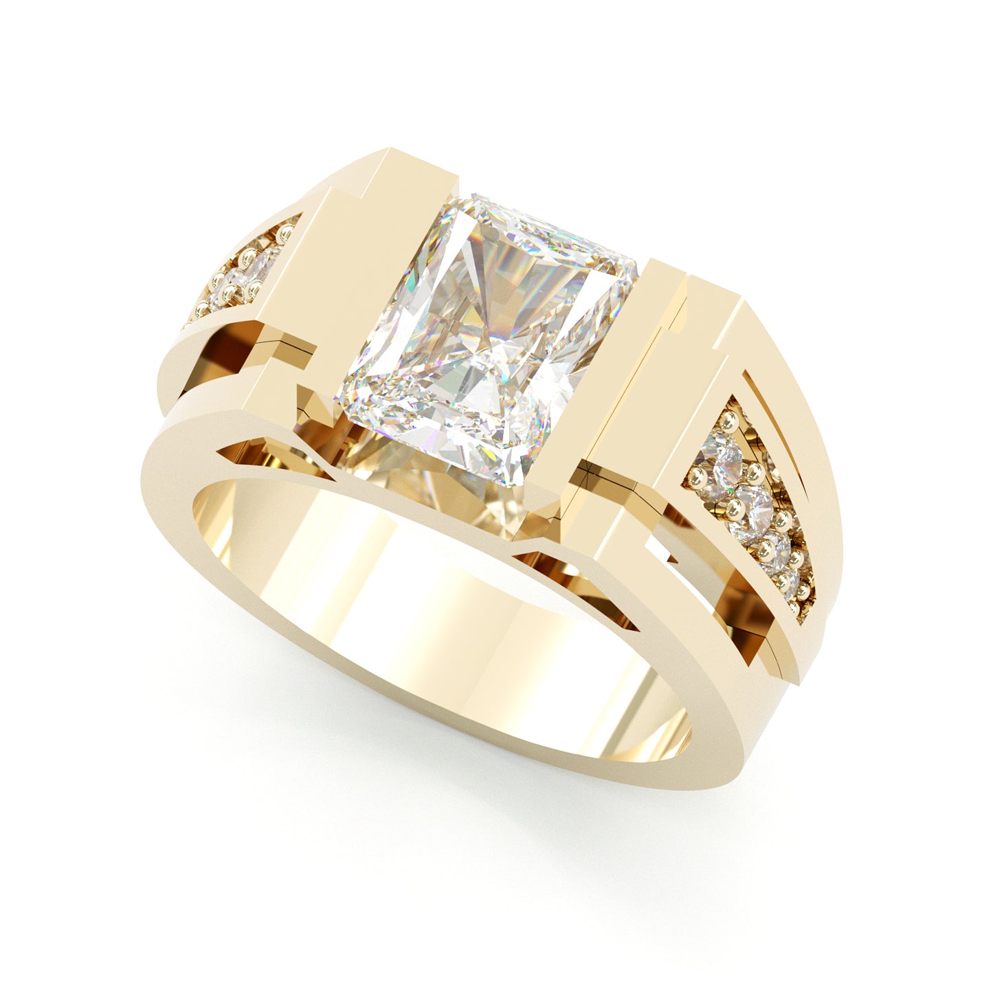 Jorrio handmade modern 4ct white emerald cut men's ring