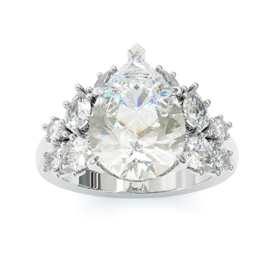 Jorrio handmade exquisite pear cut cluster design sterling silver ring