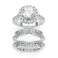 Jorrio halo round cut 2ct sterling silver ring set