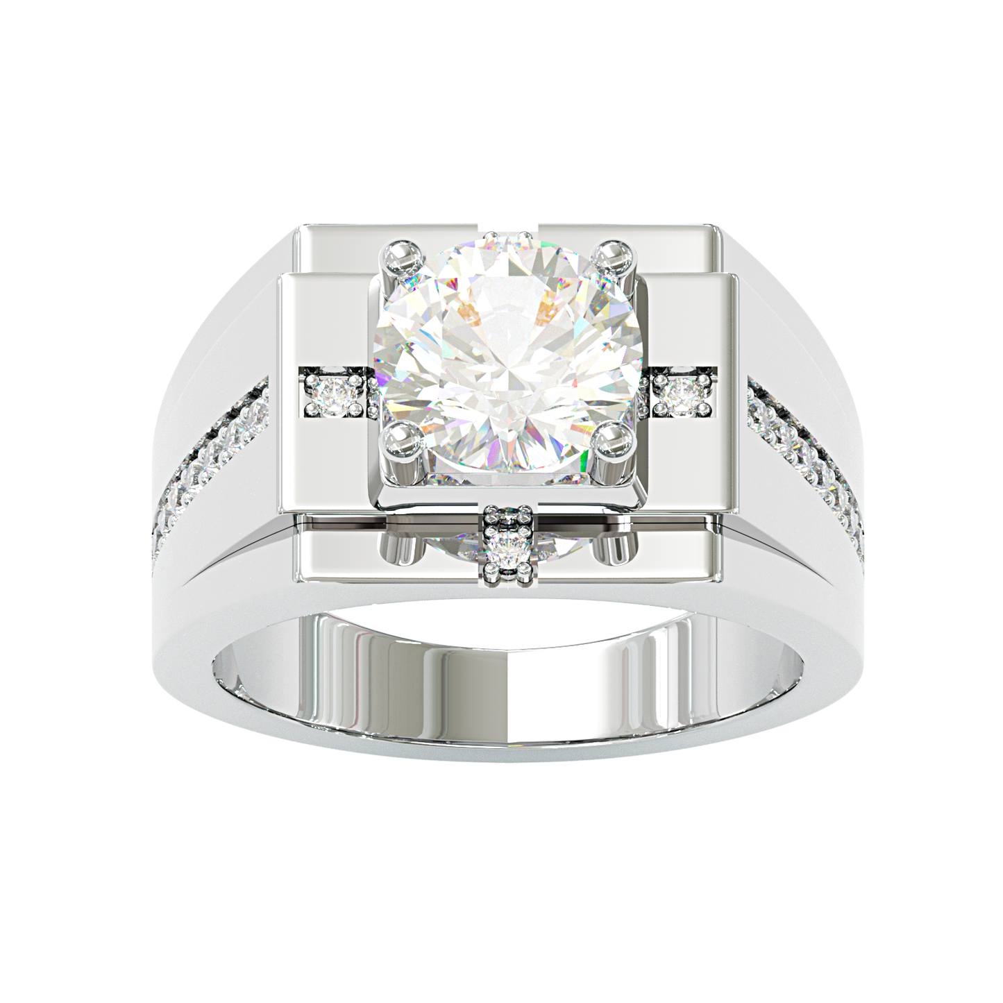 Jorrio handmade geometric round cut bold brilliance men's ring