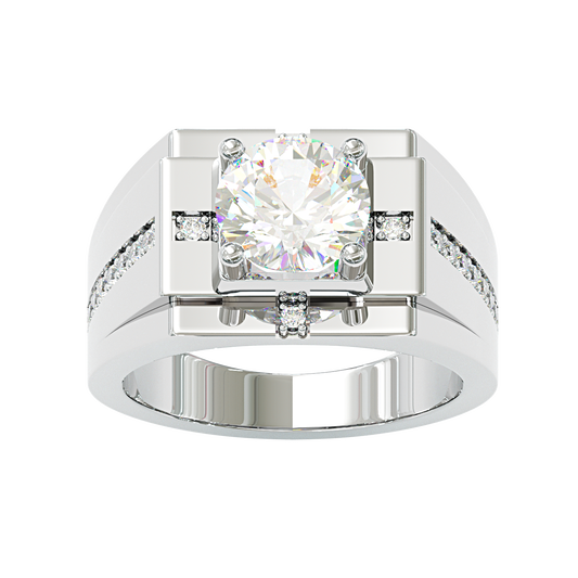 Jorrio handmade geometric round cut bold brilliance men's ring