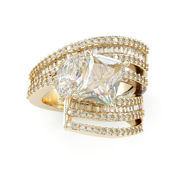 Jorrio radiant&marquise cut classic sterling silver ring