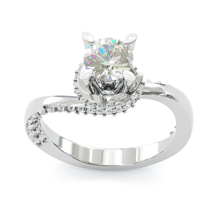 Jorrio brilliant gold 1ct round cut moissanite sterling silver ring