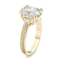 Jorrio handmade gold 10 ct cushion cut halo sterling silver diamond engagement ring