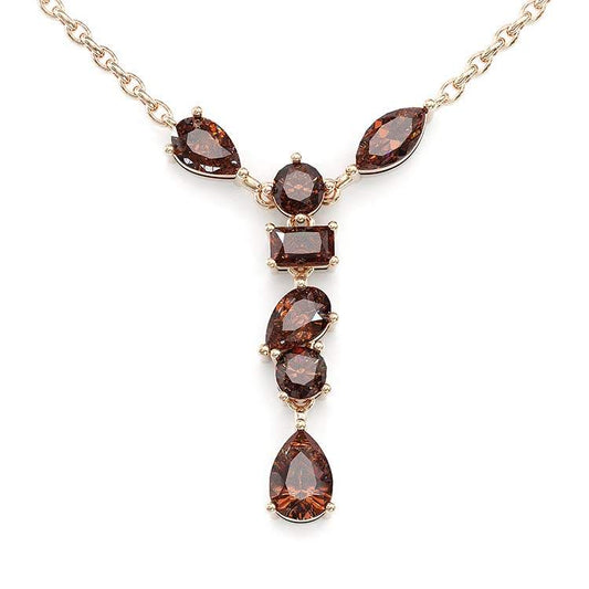 Jorrio Handmade D Coffee Multi Shape Diamond Sterling Silver Necklace