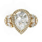 Jorrio handmade gold 5ct pear cut vintage sterling silver wedding engagement ring