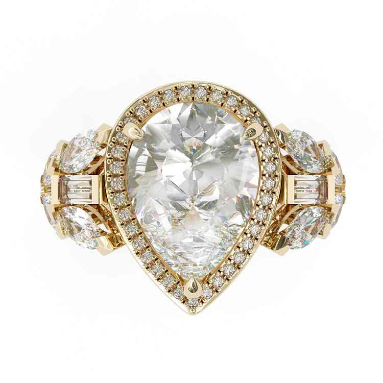 Jorrio handmade gold 5ct pear cut vintage sterling silver wedding engagement ring