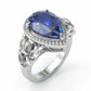 Jorrio handmade sapphire 5ct pear cut vintage sterling silver wedding engagement ring