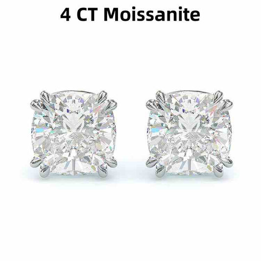 Jorrio handmade 4ct cushion cut moissanite vintage sterling silver earrings