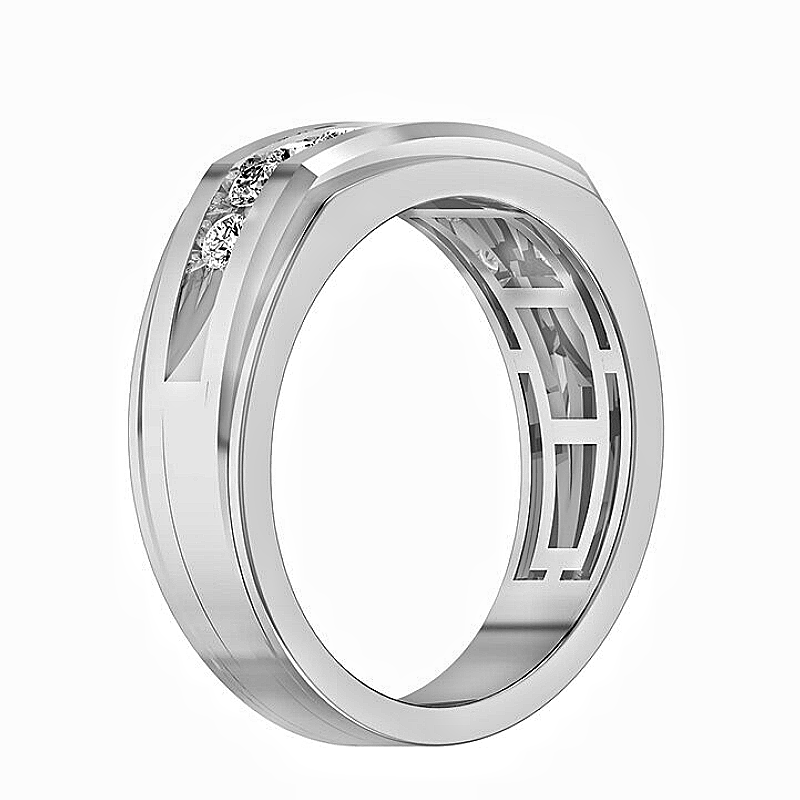 Jorrio Handmade 0.5CT Sleek Line Minimalist Channel-set Moissanite Men’s Sterling Silver Ring