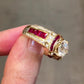 Jorrio handmade classic yet bold round cut ruby halo men's ring