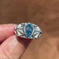 Jorrio handmade pear-shaped aqua blue architectural style men’s ring