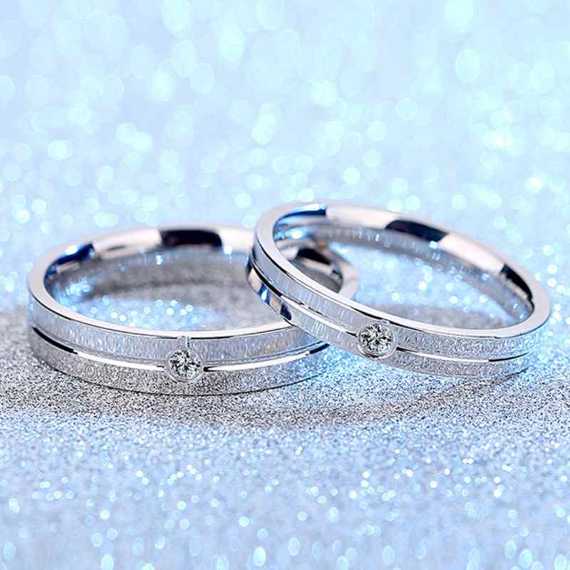 Jorrio Handmade Round Cut Forever Love Sterling Silver Couple Rings