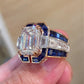 Jorrio Handmade Classic Emerald Cut with Sapphire Accents Men's Ring