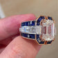 Jorrio Handmade Classic Emerald Cut with Sapphire Accents Men's Ring