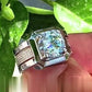 Jorrio Handmade Luxury Square Halo Bold Round CZ Men’s Heavy Band Ring