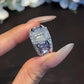 Jorrio Handmade Bold 7CT Emerald Cut CZ with Baguette Blue Sapphire Accent Fashion Ring